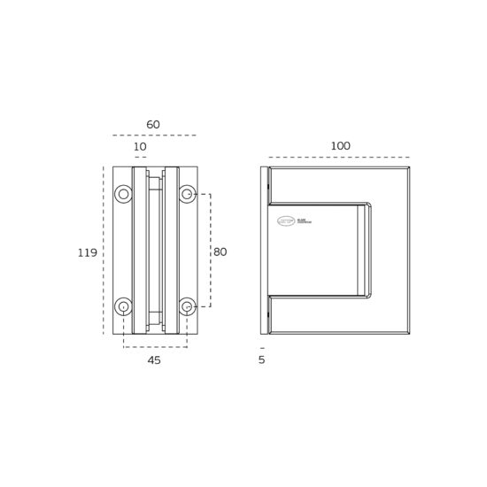IN.05.322 Hydraulic Glass Hinge
