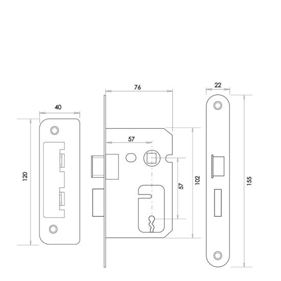 JL470R 2 Lever Sashlock Radiused Forend & Strike Plate Kontrax Locks