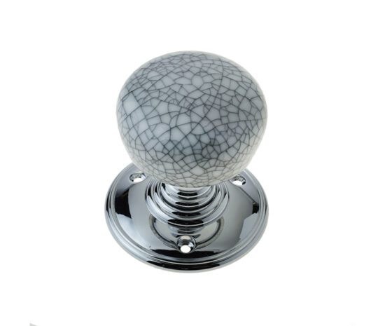 JC40PC - Jedo Porcelain Mortice Door Knobs Grey Crazed & Polished Chrome