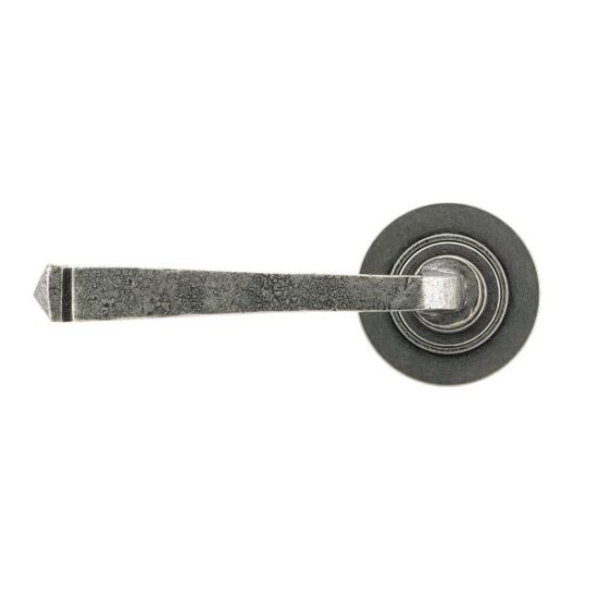 Pewter Avon Round Lever on Rose Set (Plain)